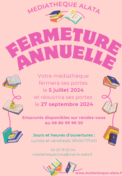 Fermeture annuelle de la médiathèque