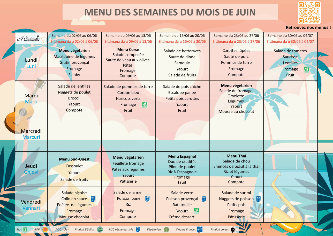 Menu juin