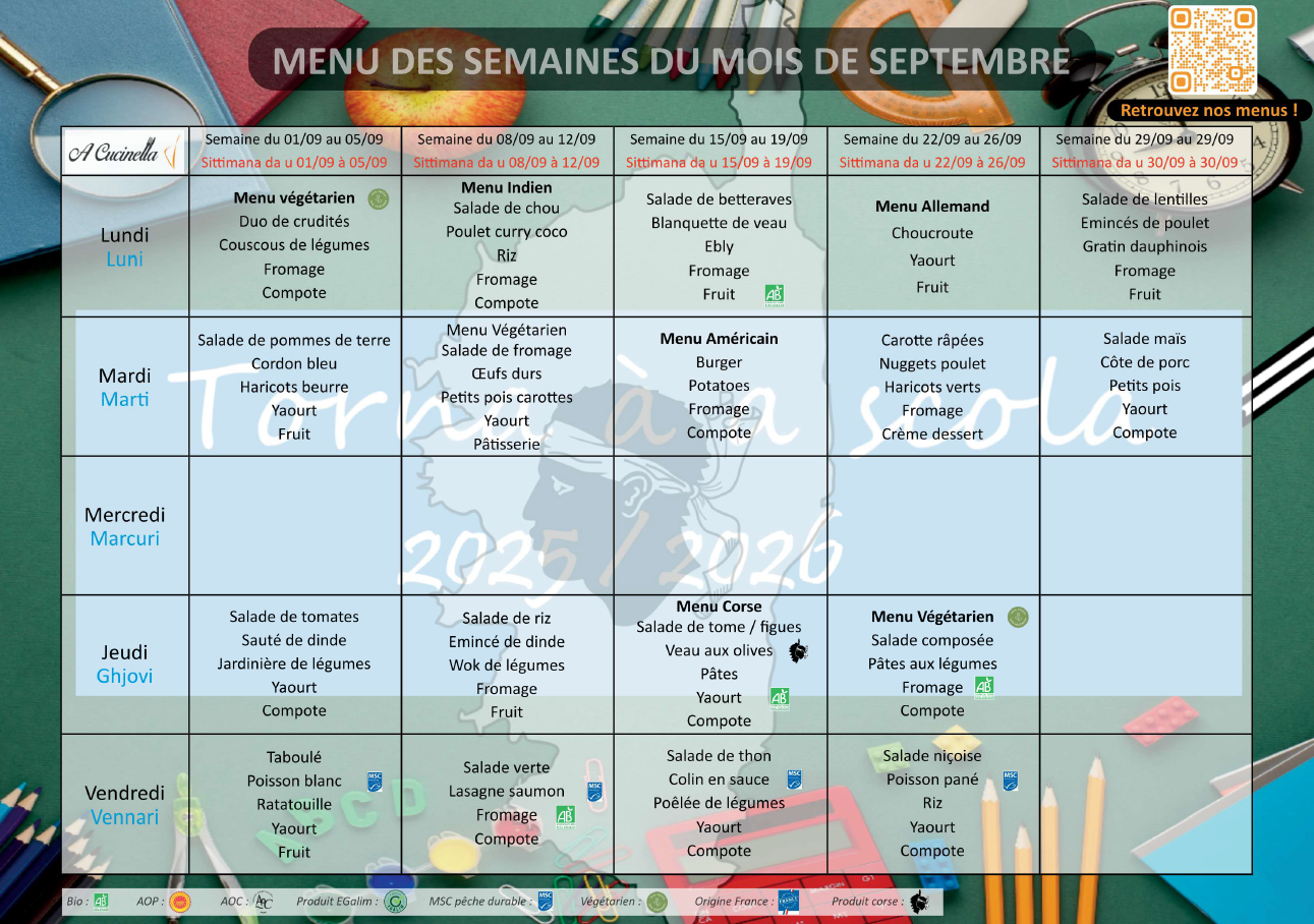 Menu septembre
