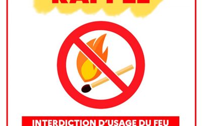 RAPPEL – Prolongation interdiction d’usage du feu jusqu’au 31 octobre 2025